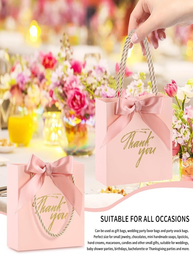 Motroce 20Pcs Small Thank You Gift Bags With Handles, 5.5 x 2.4 x 4.7 Inches Pink Mini Gift Bags Bulk, Party Favor Bags with Ribbons for Wedding Baby Shower Birthday Christmas - Image 4
